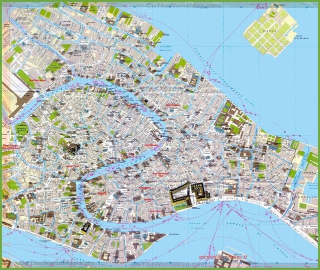 ヴェネツィア市内中心部の地図