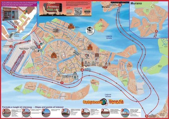 ヴェネツィア ホップオンホップオフバスツアーの地図