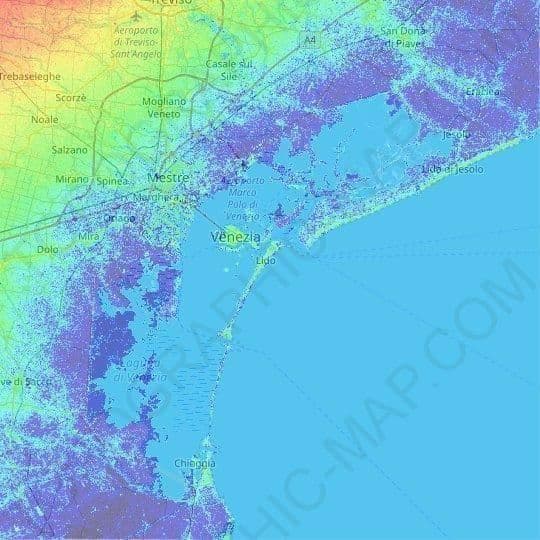 ヴェネツィアの標高マップ