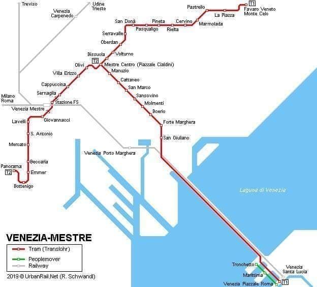 ヴェネツィアの鉄道駅の地図