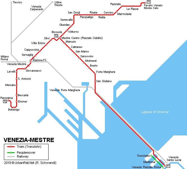 ヴェネツィアの鉄道駅の地図
